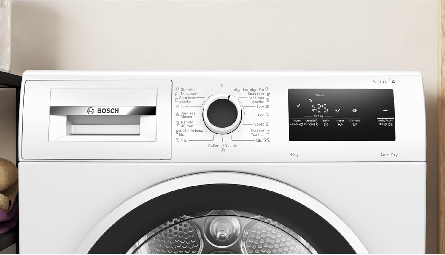 Bosch Sèche-linge avec pompe à chaleur 8 kg Série 4 Easy Clean AutoDry Anti-rides Blanc WTR85V00ES
