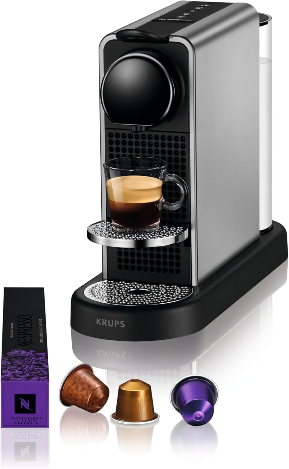Machine à Café Nespresso Krups Citiz Platinum Titane Cafetière Dosettes YY5077FD
