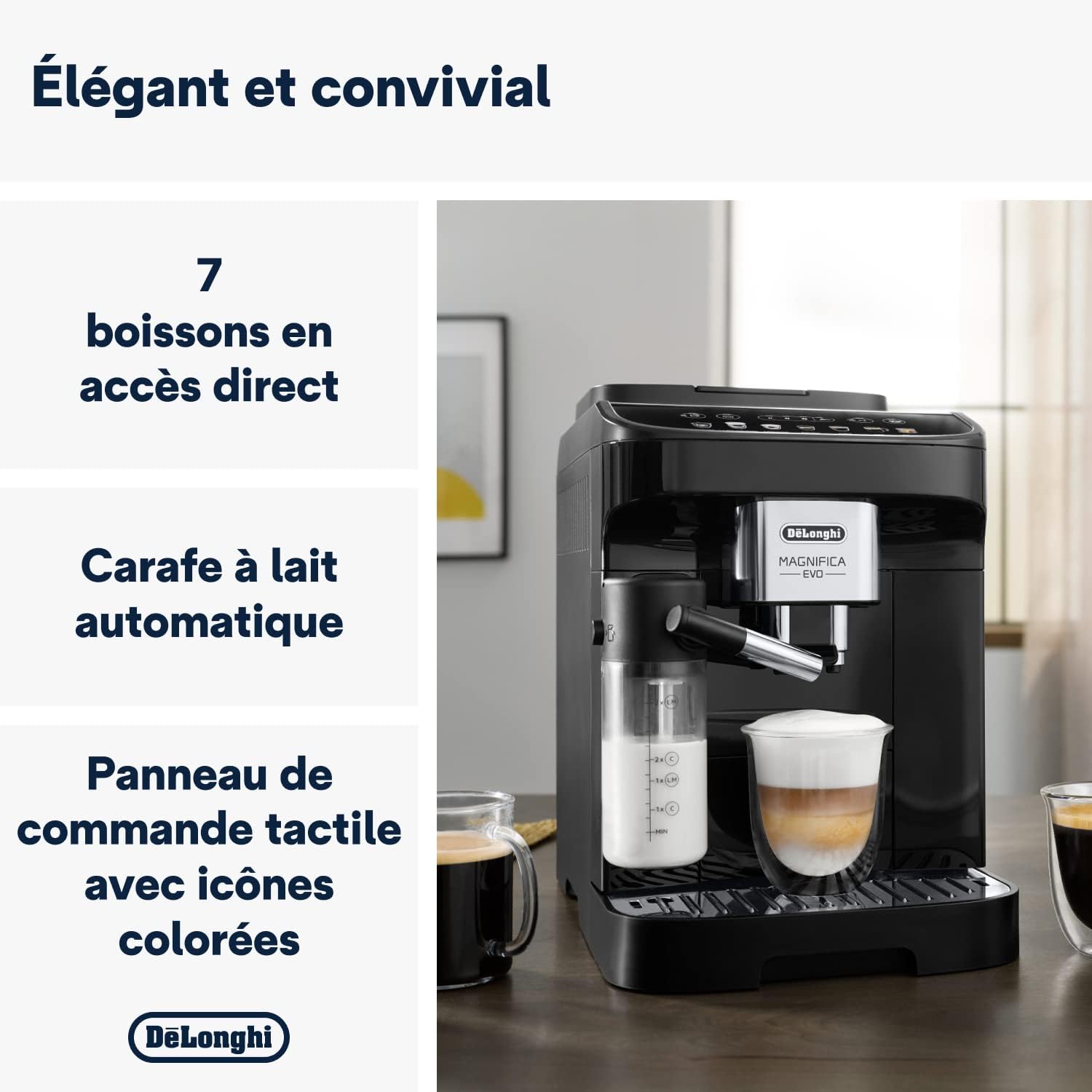 Magnifica Evo Machine a Café Grain ECAM292.81.B, Machine Expresso et Cappucino, 1.8L, 1450W, Noir