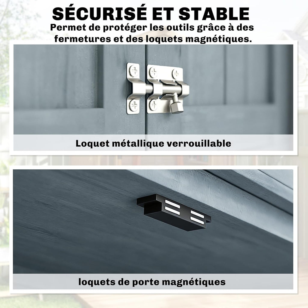 Outsunny Armoire de Jardin, Armoire extérieure de Rangement en Bois avec 2 Portes verrouillables, 2 étagères et 10 Crochets, Toit en Asphalte étanche, pour Balcon, terrasse, 85 x 54 x 170 cm, Gris