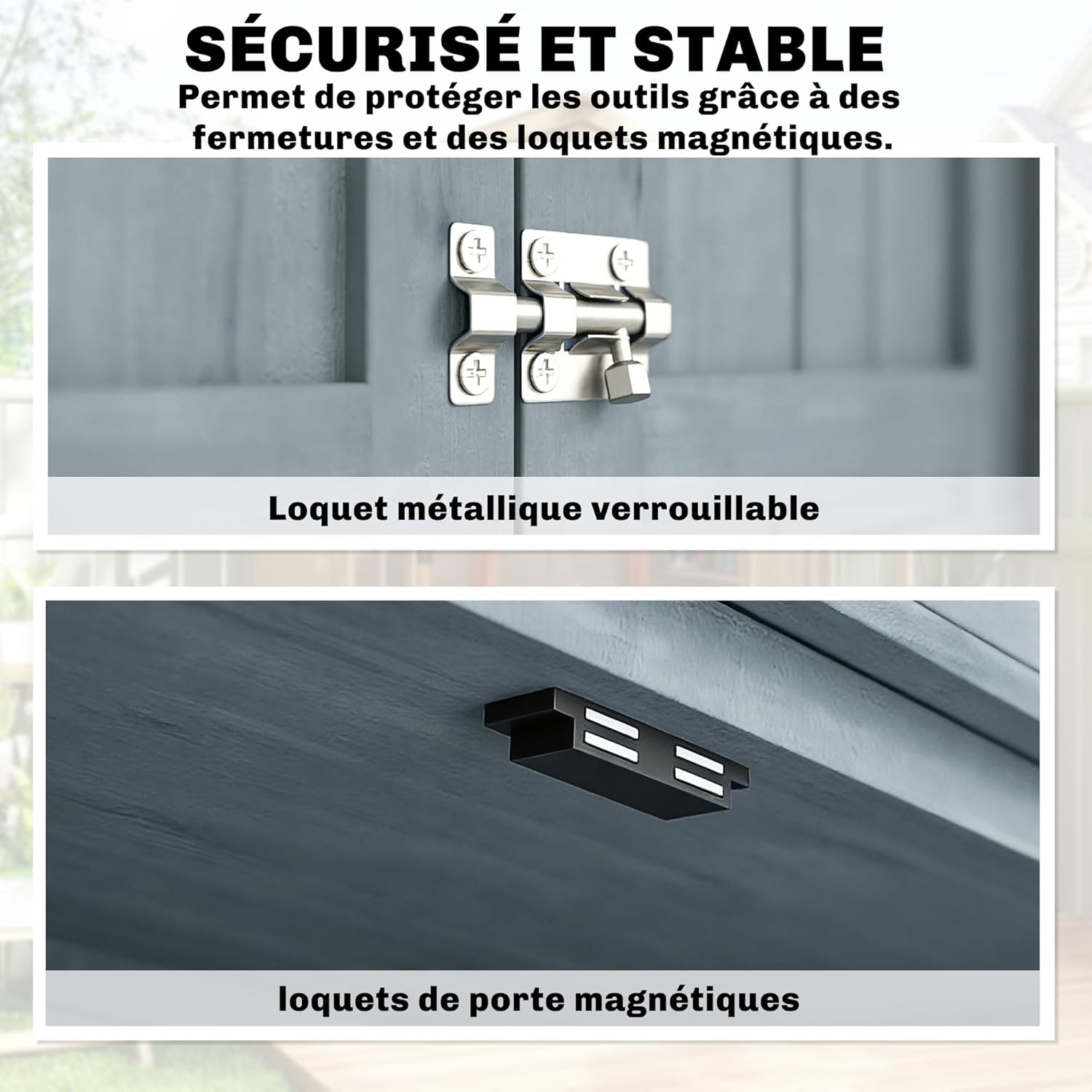 Outsunny Armoire de Jardin, Armoire extérieure de Rangement en Bois avec 2 Portes verrouillables, 2 étagères et 10 Crochets, Toit en Asphalte étanche, pour Balcon, terrasse, 85 x 54 x 170 cm, Gris