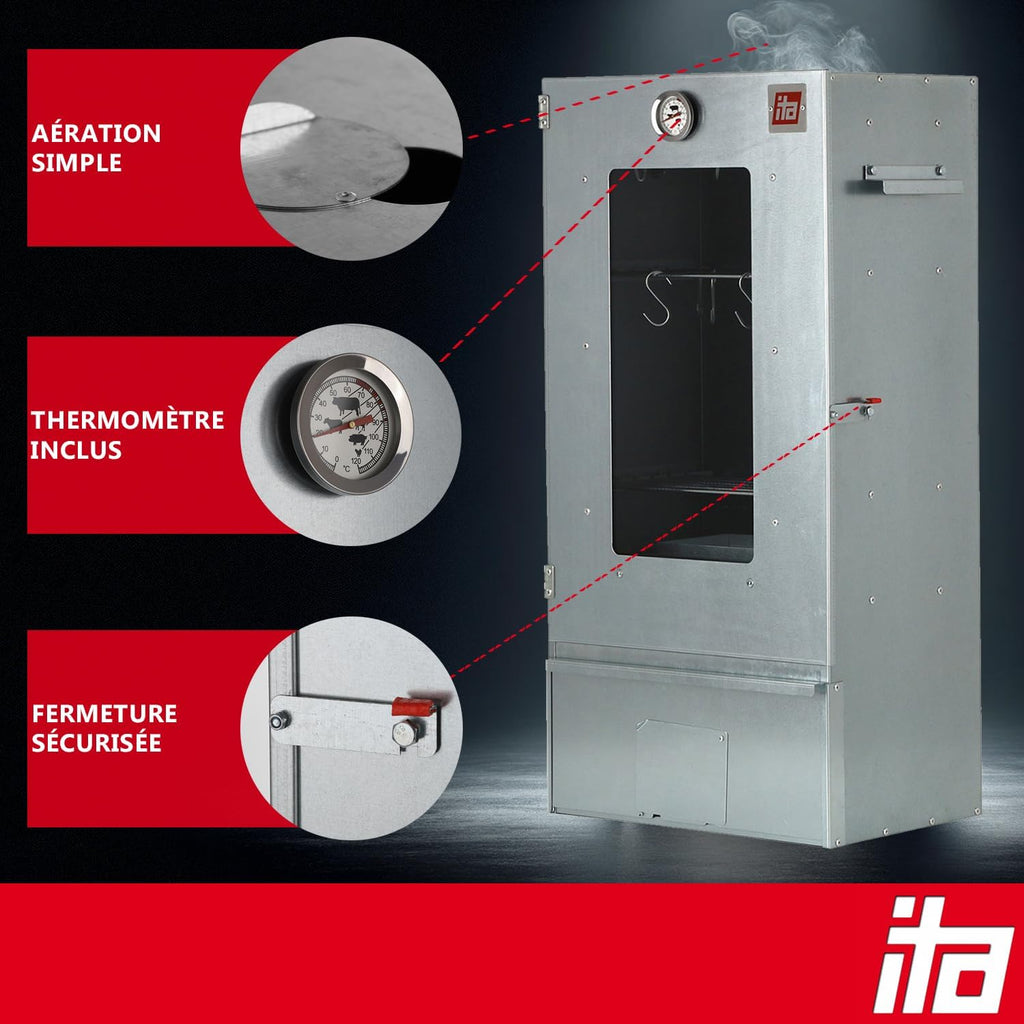 ITA Fumoir armoire 7000 avec générateur de fumée et thermomètre 81 cm