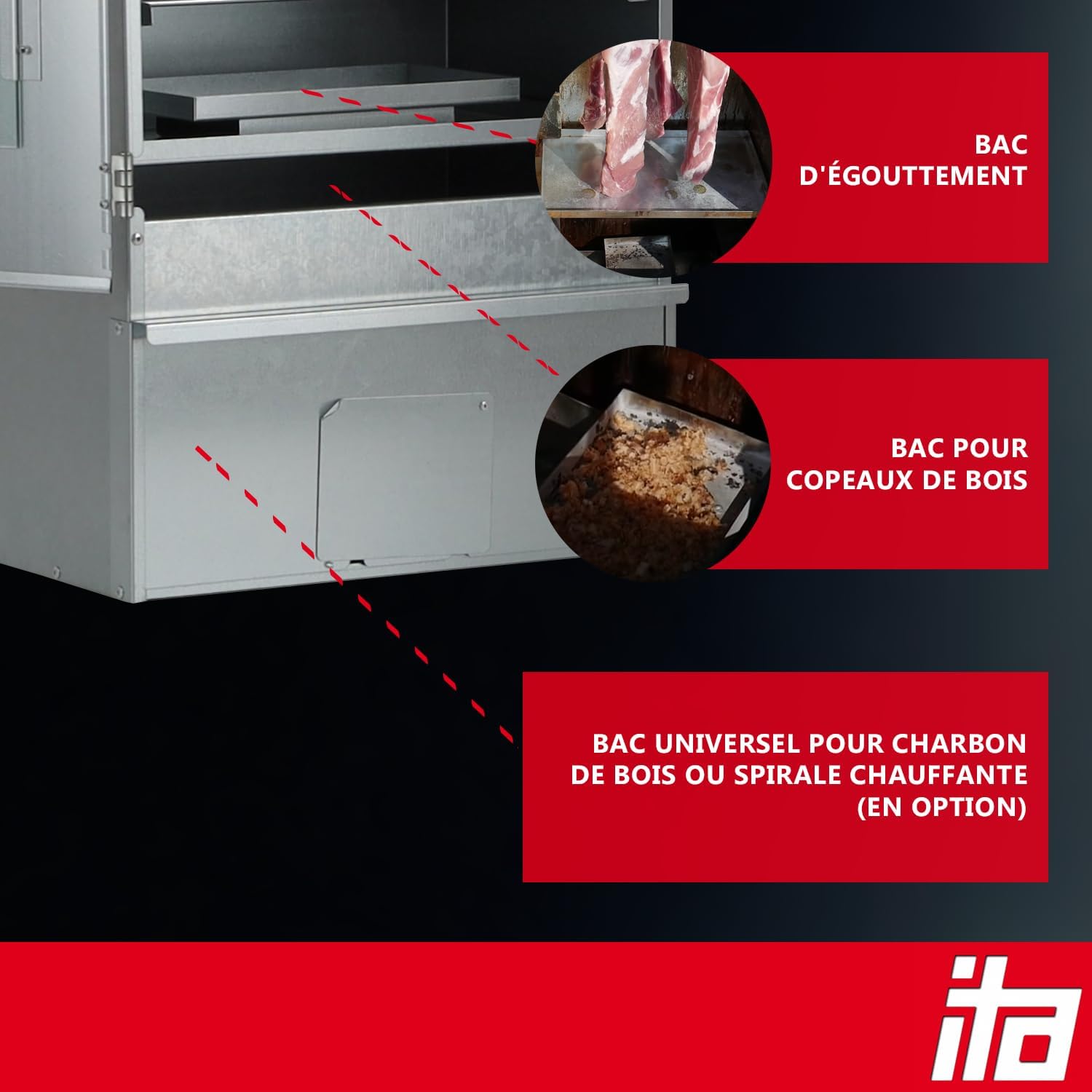 ITA Fumoir armoire 7000 avec générateur de fumée et thermomètre 81 cm