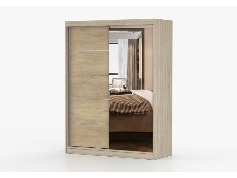 Armoire 150 cm avec miroir - chêne - chêne crémone