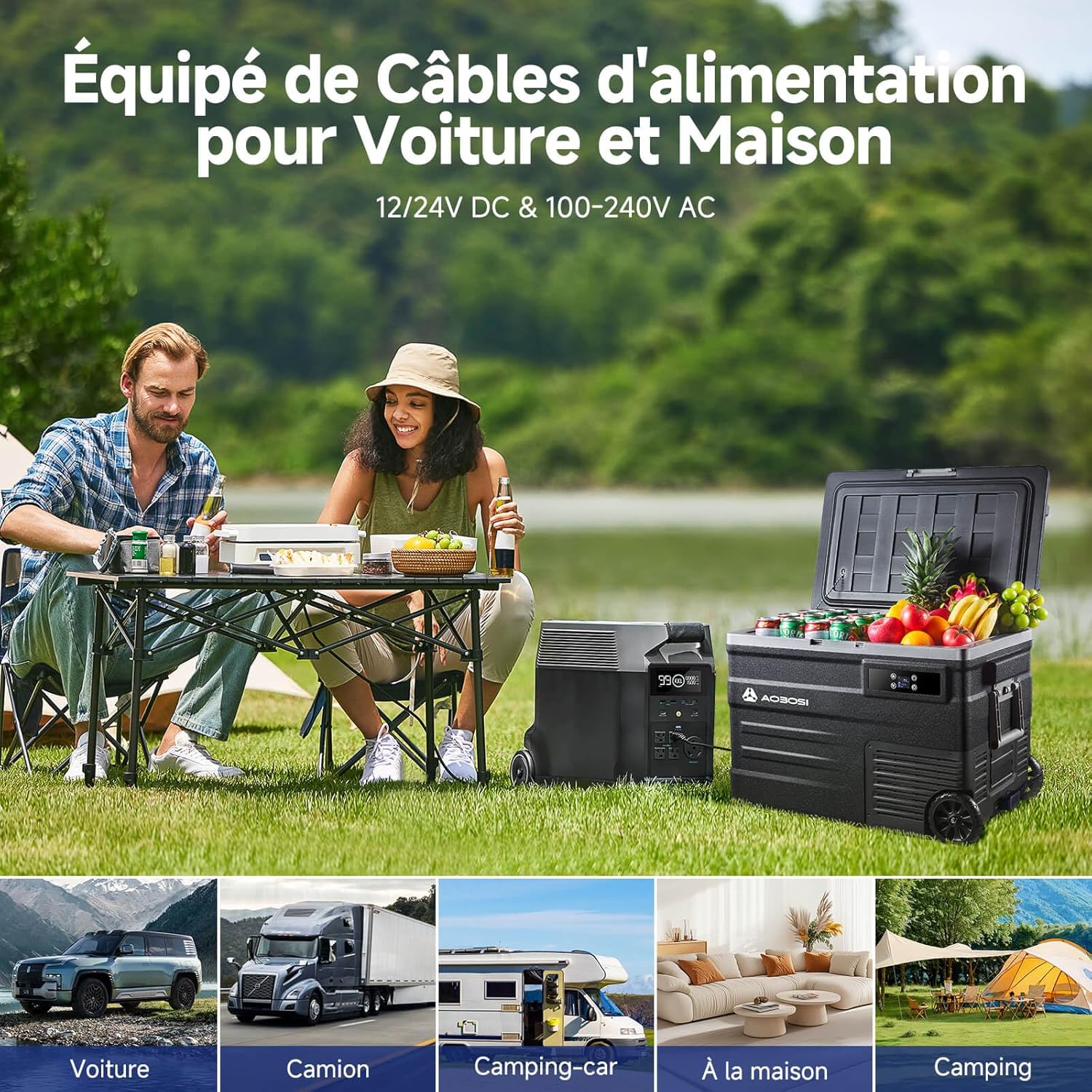 45L Glacière à Compresseur,Glaciere Électrique -20℃ à 20℃,Frigo Camion APP&Bouton Contrôle,12/24V DC et 100-240V AC Glaciere Camping Pour Voiture,Camion,Bateau et Prise De Courant -