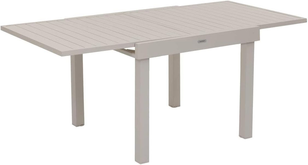 Hespéride - Table de Jardin Extensible Piazza Argile - 8 Places - Aluminium Traité Epoxy Antirouille - Meuble d'Extérieur à Rallonge Coulissante