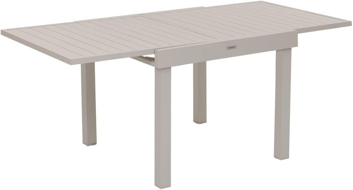 Hespéride - Table de Jardin Extensible Piazza Argile - 8 Places - Aluminium Traité Epoxy Antirouille - Meuble d'Extérieur à Rallonge Coulissante