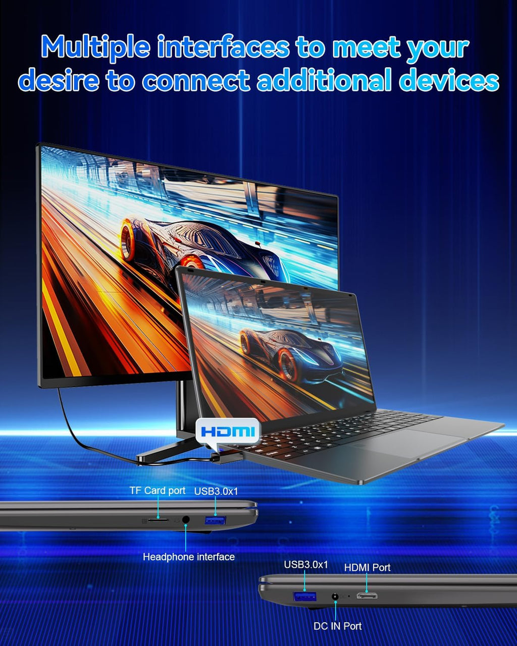 PC Portable Ordinateur 16 Go RAM LPDDR4 512 Go SSD 15,6 Pouces UHD Celeron N5095 Processeur Computer avec Touch ID WiFi5 Bluetooth 4.0 USB 3.0(Film de Clavier Inclus)