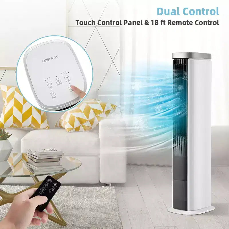 Costway 3-In-1 Portable Evaporative Air Cooler 40'' Bladeless Cooling Tower Fan w/Timer