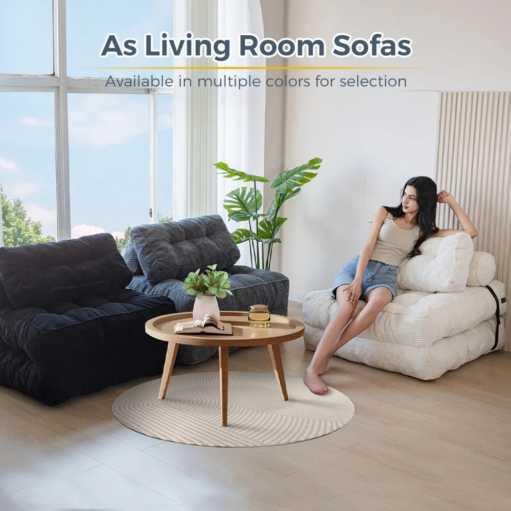 8 Corduroy Folding Couch Sofa Bed,Single