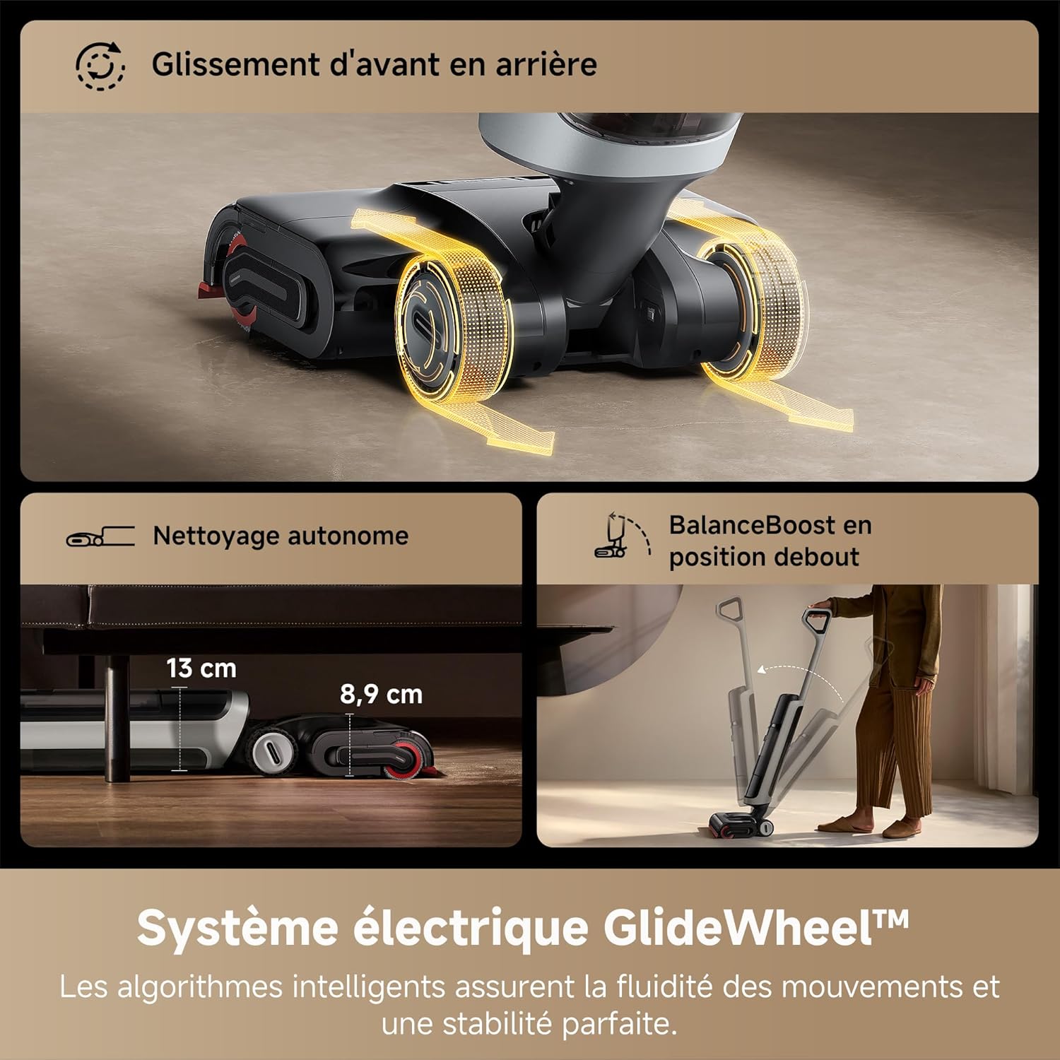 DREAME H15 Pro Heat Aspirateur Laveur, Nettoyage des sols à 85 °C, bras robotisé IA GapFree, capteur RVB intelligent, 22 kPa, 0 nœuds, lavage brosse à 100°C, séchage en 5 min à 90°C,contrôle par appli