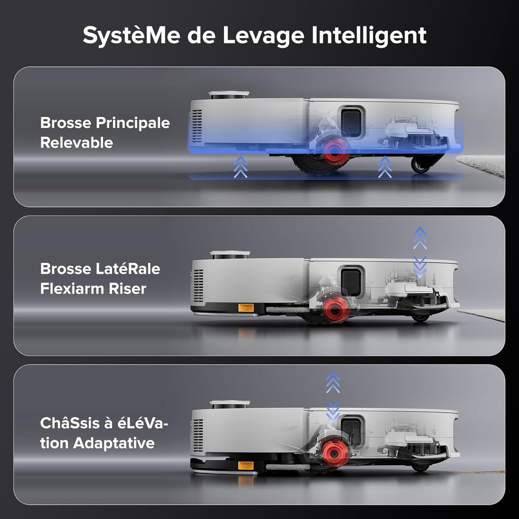 roborock Saros 10 Aspirateur Robot 22000 Pa, Système VibraRise 4.0, Évitement d'obstacles Reactive Al 3.0, Châssis AdaptiLift, Anti-Enchevétrements, Station Tout-en-un (Mise à Niveau du S8 MaxV Ultra)
