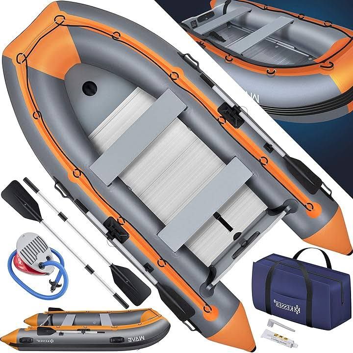 Kesser Bateau pneumatique de 3,20 m pour 4 personnes Wave(Orange/Gris)