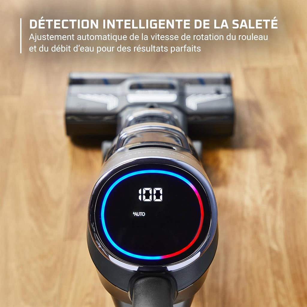 Rowenta X-Clean 4 Aspirateur Balai Laveur sans Fil, Aspiration et Lavage Puissant, Intelligent, Autonomie 50min, Autonettoyage GZ5036WO, Gris