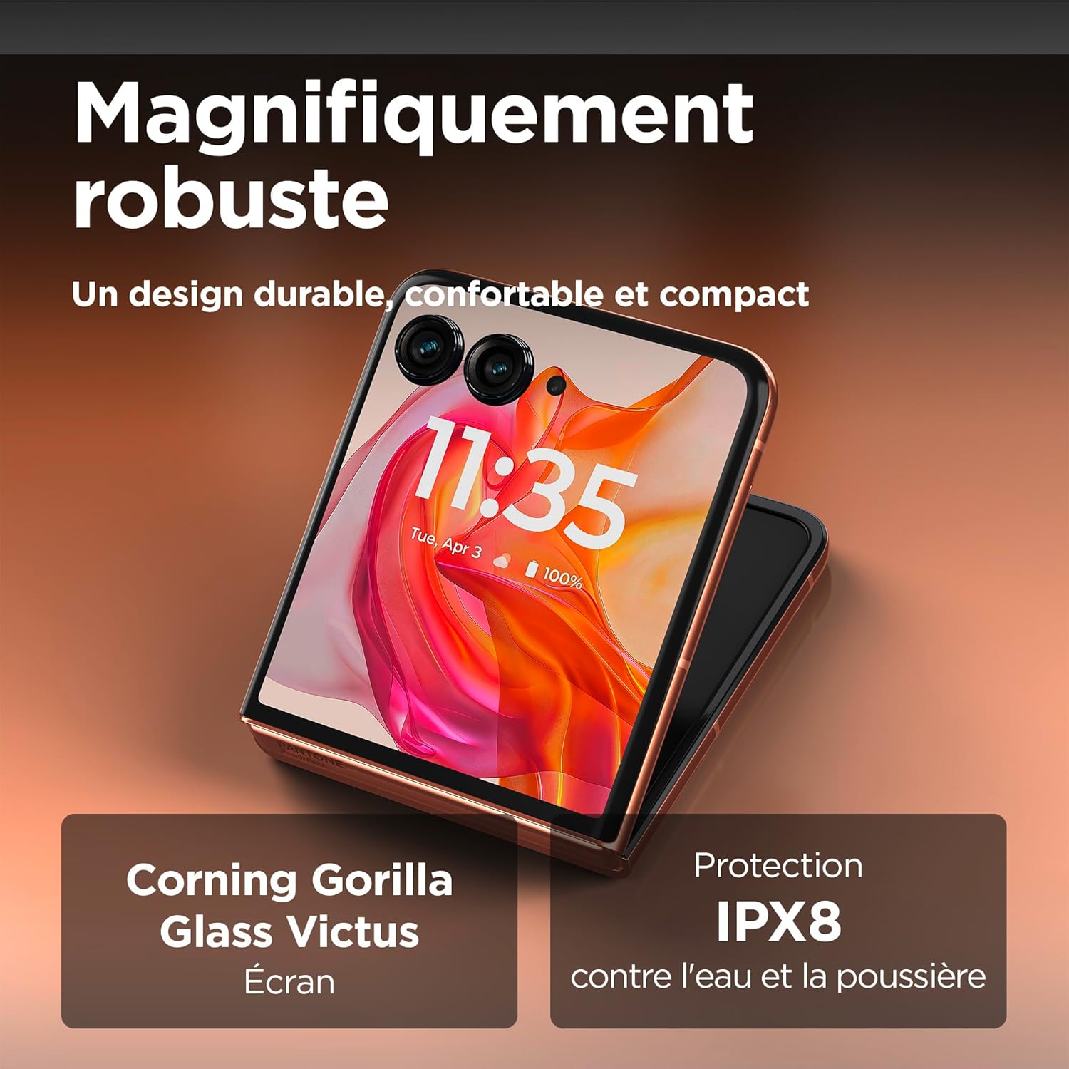 Motorola Razr 50 Ultra, 12+512 Go, écran 4", Double capteur 50MP avec IA, Résistant à l’Eau, Peach Fuzz