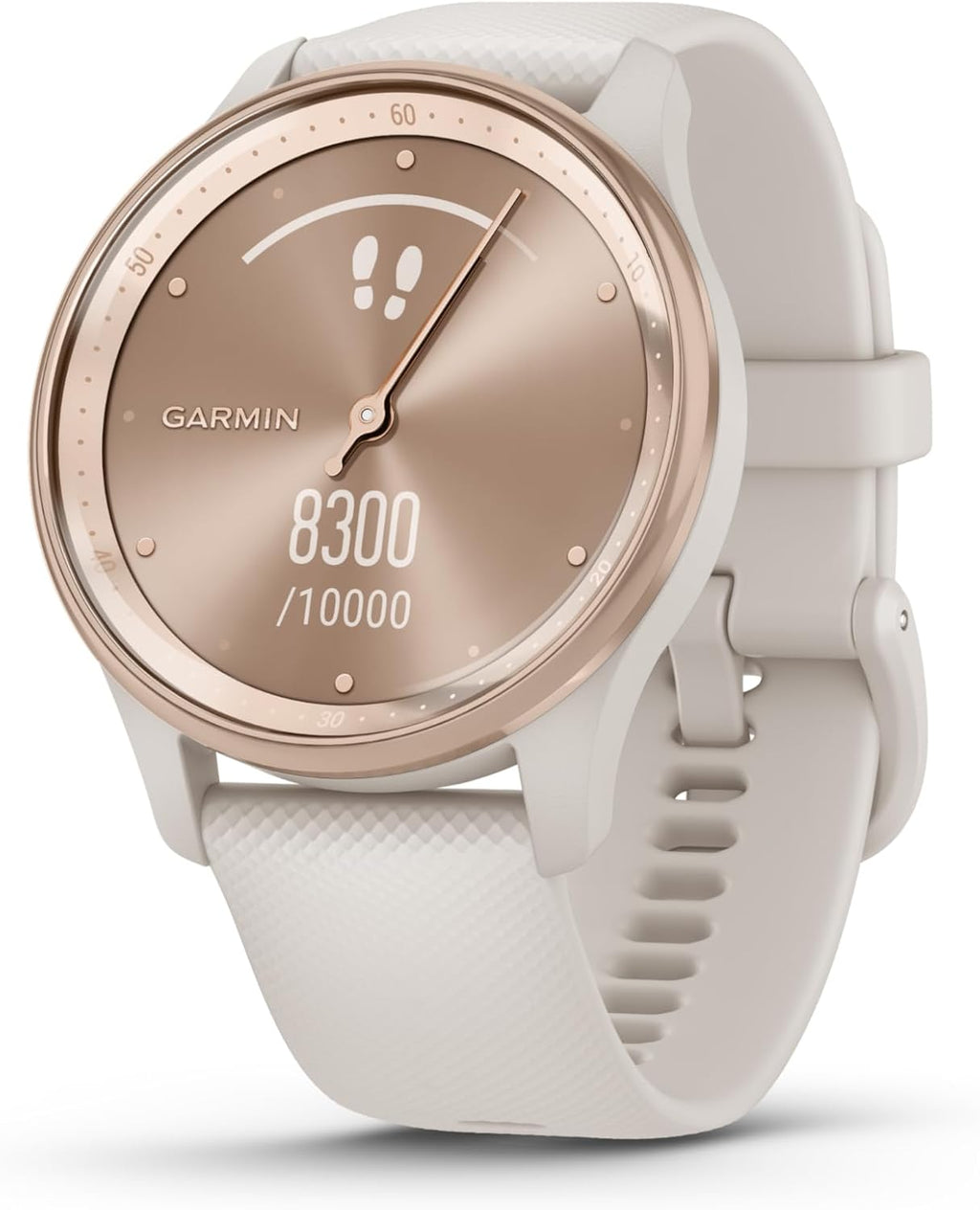Garmin vívomove Trend - Montre connectée Hybride - Pêche Or avec Bracelet Ivoire