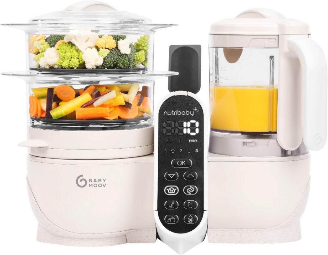 Babymoov Nutribaby(+), Robot cuiseur multifonction 6 en 1 pour bébé, cuiseur vapeur, grande capacité 2,2 L, petits pots maison, idéal pour diversifier les repas, vert opale