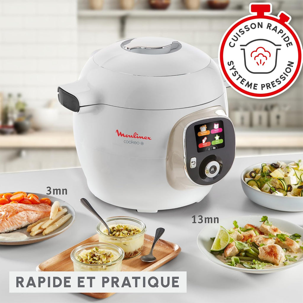 Moulinex Cookeo+ avec Extra Crisp, Multicuiseur, Air fryer, 10modes de cuisson, Cuisson sous pression, Recettes faciles pas à pas, CE85XCF0, Blanc