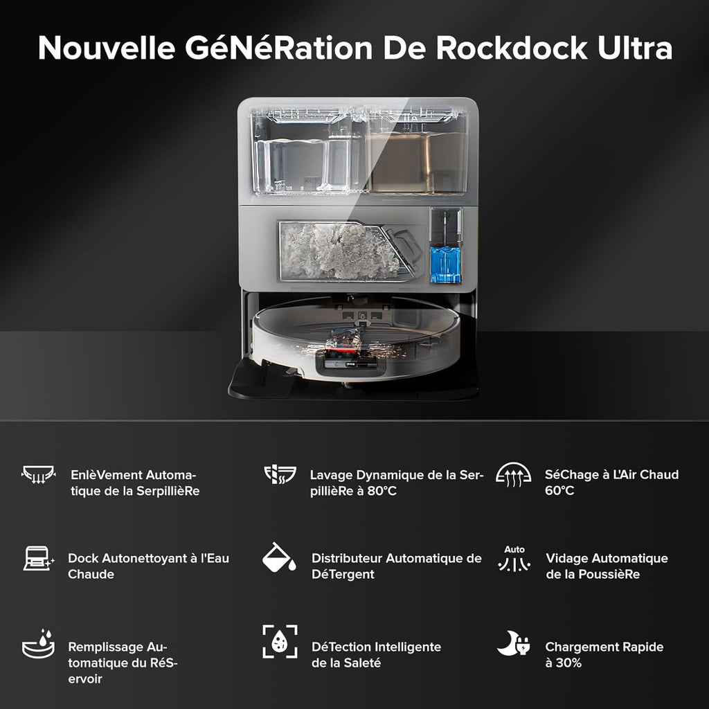 roborock Saros 10 Aspirateur Robot 22000 Pa, Système VibraRise 4.0, Évitement d'obstacles Reactive Al 3.0, Châssis AdaptiLift, Anti-Enchevétrements, Station Tout-en-un (Mise à Niveau du S8 MaxV Ultra)
