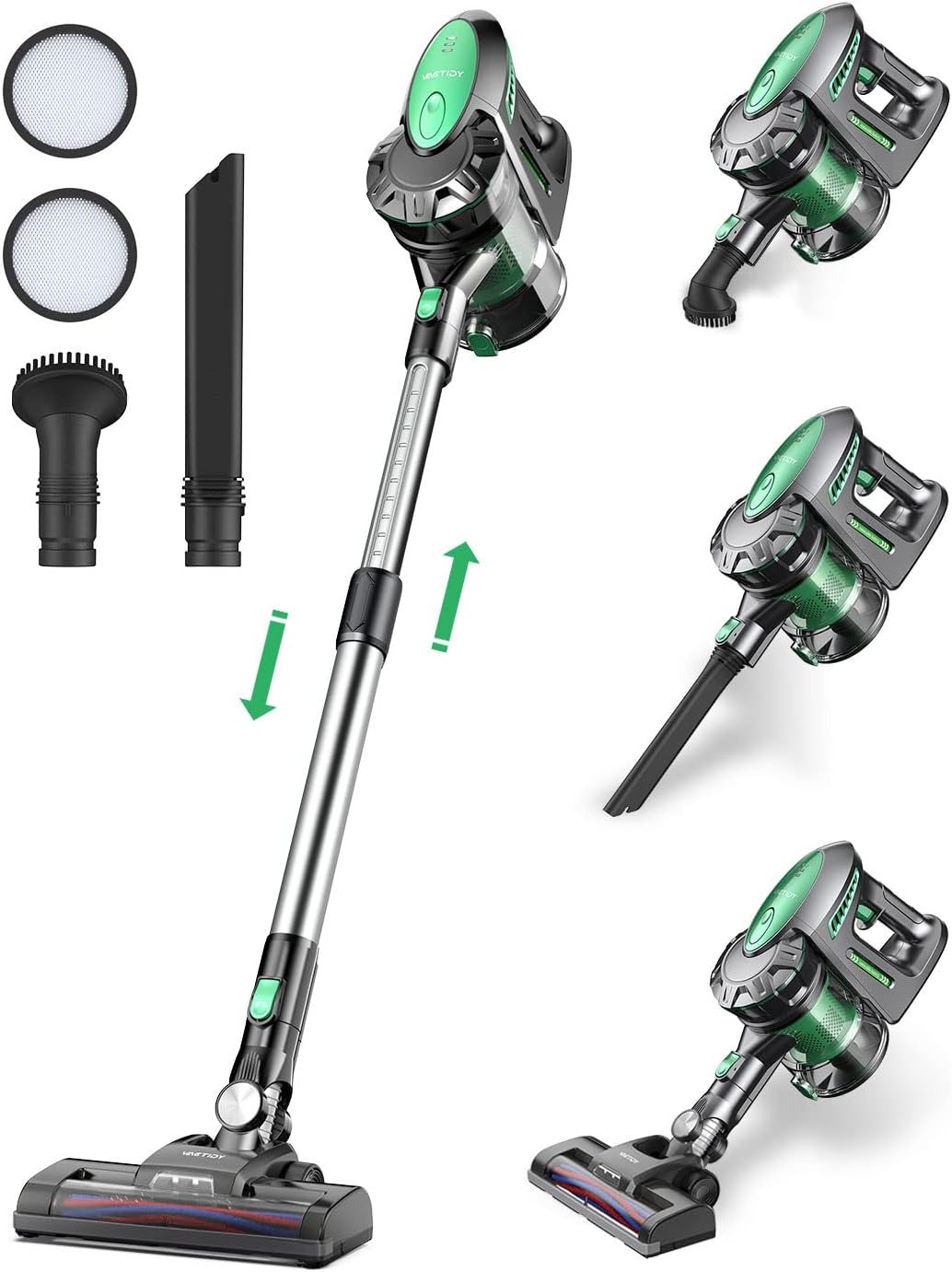Vactidy Aspirateur sans fil, aspirateur sans fil avec batterie amovible, puissance d'aspiration 20 KPa pour sols en bois dur, jusqu'à 30 minutes d'autonomie