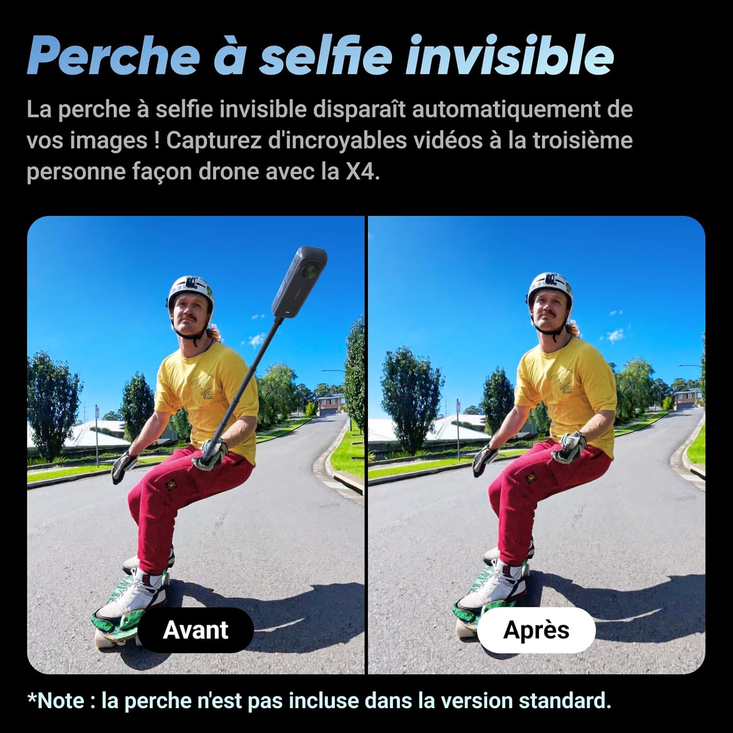 Insta360 X4 - Caméra d'action 360° 8K étanche, vidéo grand angle 4K, effet de perche à selfie invisible, protège-objectifs amovibles, 135 min d'autonomie, édition IA, stabilisation, pour sport, voyage