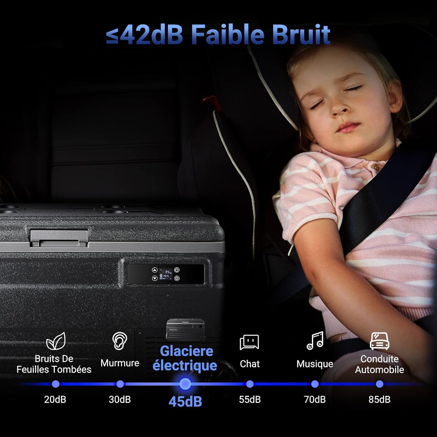 45L Glacière à Compresseur,Glaciere Électrique -20℃ à 20℃,Frigo Camion APP&Bouton Contrôle,12/24V DC et 100-240V AC Glaciere Camping Pour Voiture,Camion,Bateau et Prise De Courant -