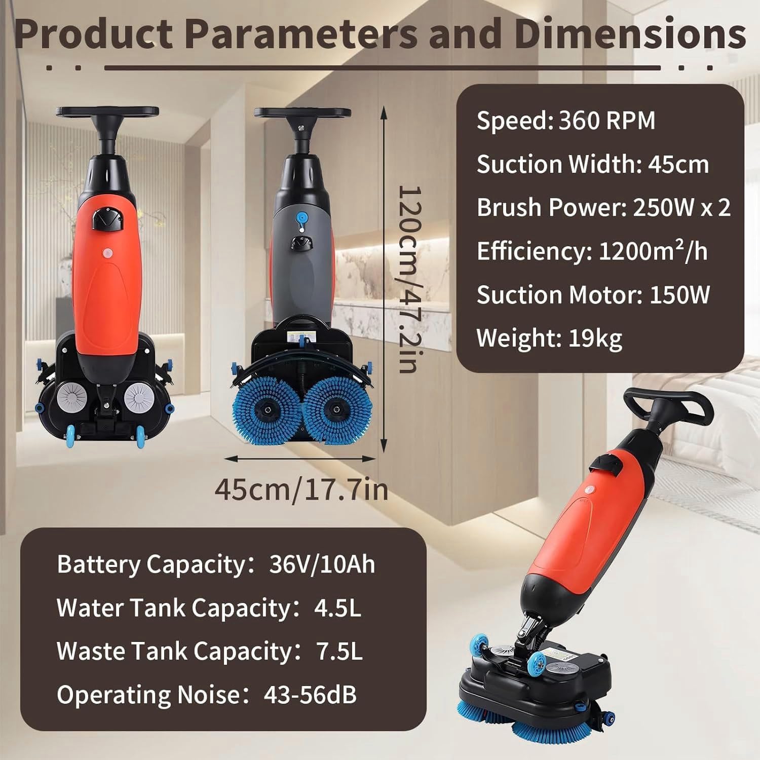Polisseuse de sols professionnelle rotative double brosse nettoyage industriel