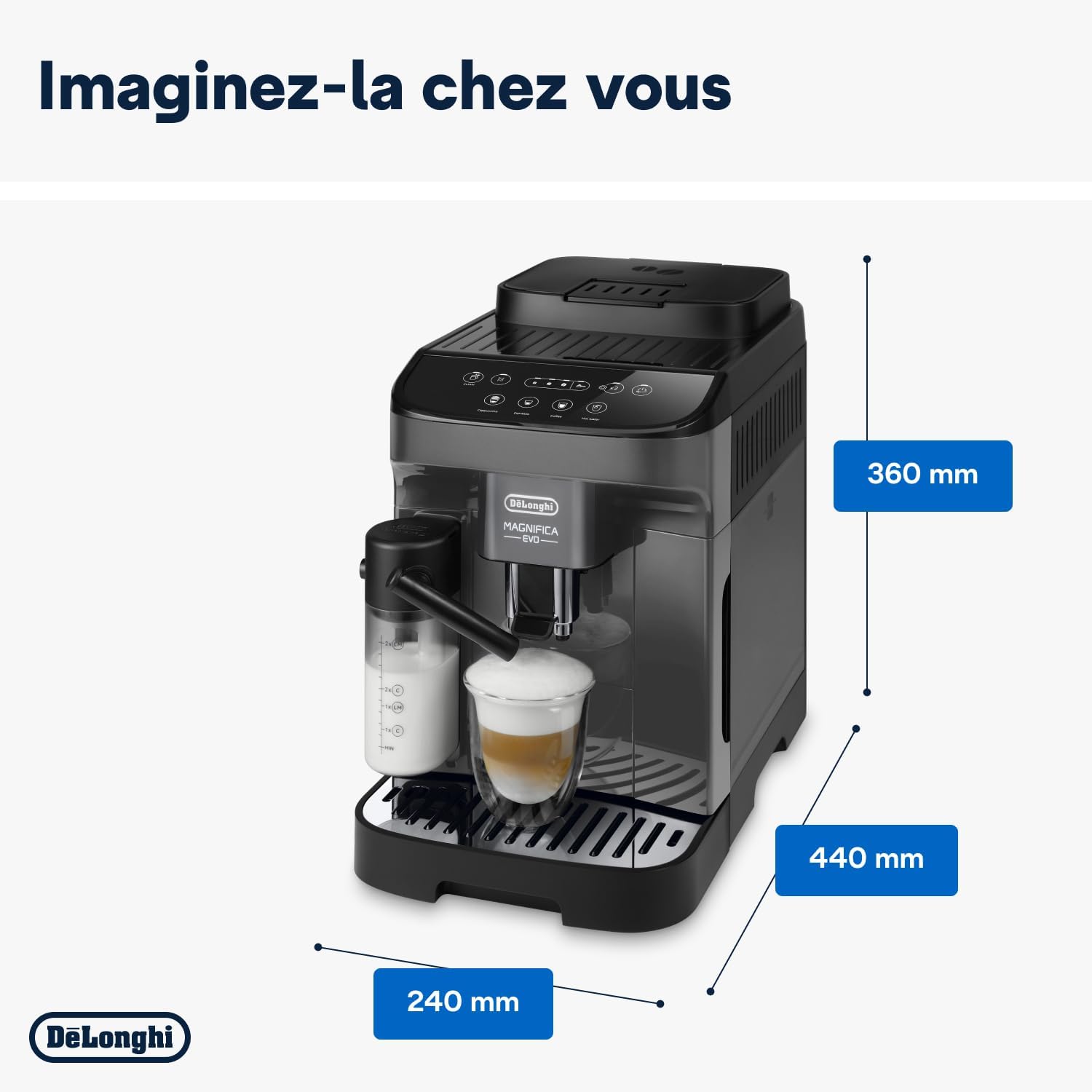 Magnifica Evo Machine a Café Grain ECAM292.81.B, Machine Expresso et Cappucino, 1.8L, 1450W, Noir