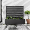 MAYEERTY Planter Box with Trellis Iron Black Louvered Classic Style 47x47x16in 3-Piece Set