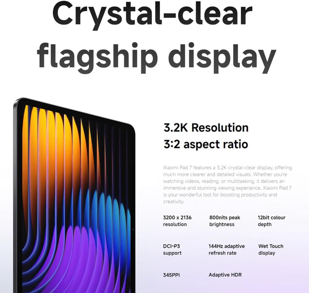 Xiaomi Pad 7 8 Go RAM, 128 Go ROM 4 haut-parleurs, WiFi, batterie de 8850 mAh, Snapdragon 7+ Gen 3, bleu, sans chargeur