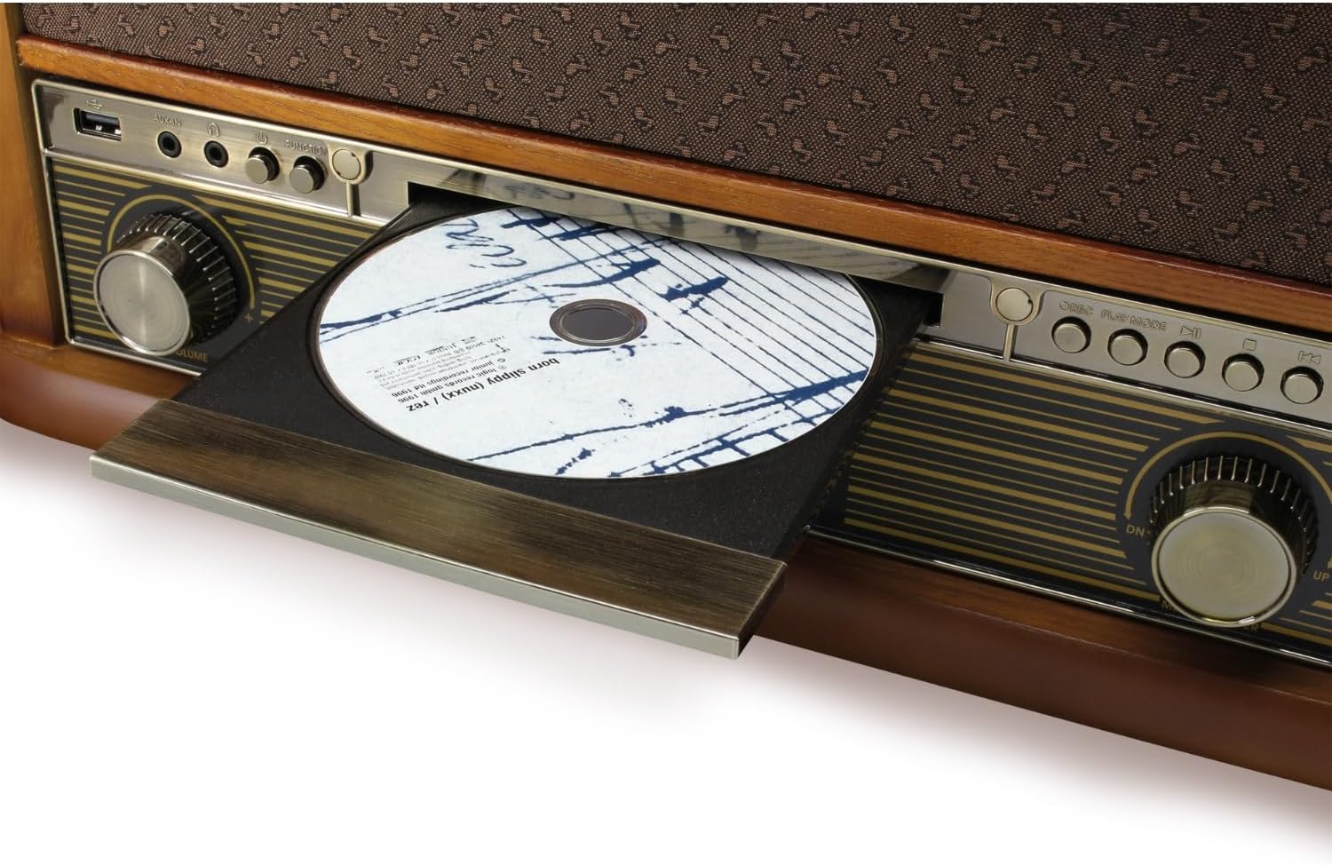 Soundmaster NR566BR Chaîne Hi-FI Nostalgie 7 en 1 Platine Vinyle Audio Technica Cellule magnétique | Radio numérique Dab+ | CD-MP3 | USB | Cassette | Bluetooth | Fonction de numérisation | égaliseur