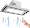 Klarstein Remy Brilliant Edition - Hotte îlot, 618 m³/h, 230 W, télécommande, lampe LED: 3 niveaux de luminosité jusqu'à 6500 Kelvin, filtre à graisse, extraction et recyclage d'air - 90 cm, argent
