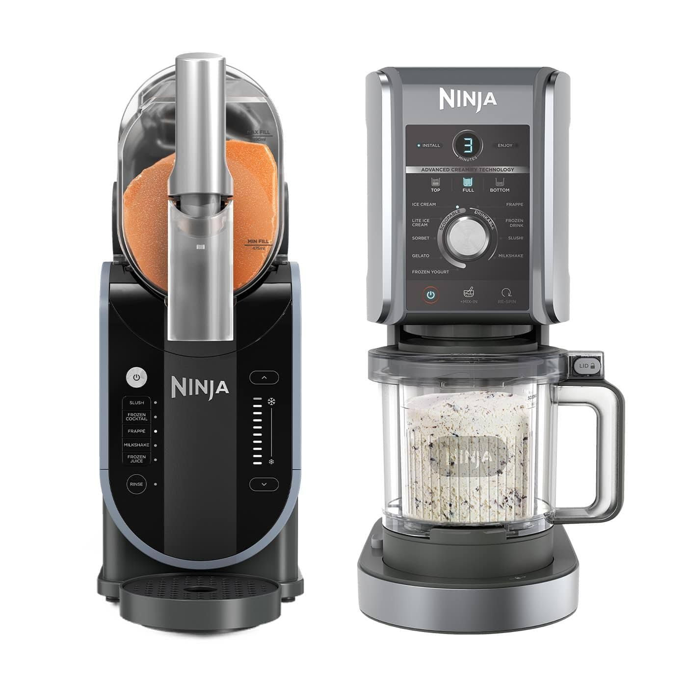 Machine à glace Ninja Creami Deluxe et Machine à boissons glacées Ninja Slushi NC5FS3EU(Noir/Argent)