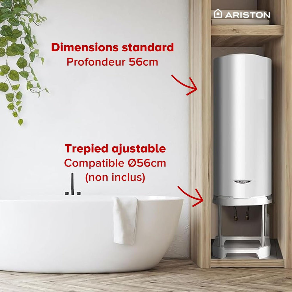 Ariston INITIO 200 L - Chauffe-eau Électrique Vertical Mural 200L - Ø560mm - Résistance Blindée Thermoplongée - NF Performance 2** - Conçu pour être installé en France