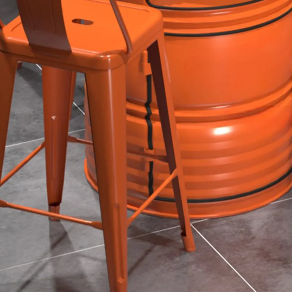 Industrial Black Orange Metal Drum Storage Bar Tables