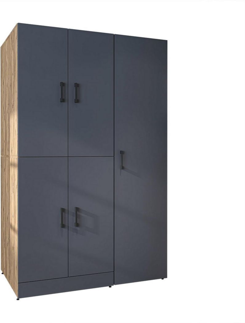 ROOMART Dora - Meuble pour machine à laver - Pour sèche-linge et machine à laver - En 4 couleurs - Avec portes et panneau coulissant - Blanc - Chêne blanc - Chêne anthracite - Chêne blanc (chêne blanc)