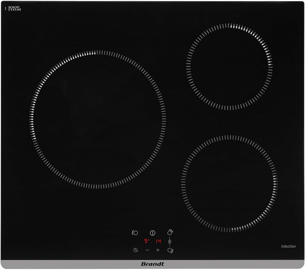 Brandt - BPI6362B - Plaque Induction - Table de Cuisson Encastrable - Noir - 3 Foyers - 5900W - Dimensions Encastrement : 56x49cm - Précision et Performances - Fabriqué en France