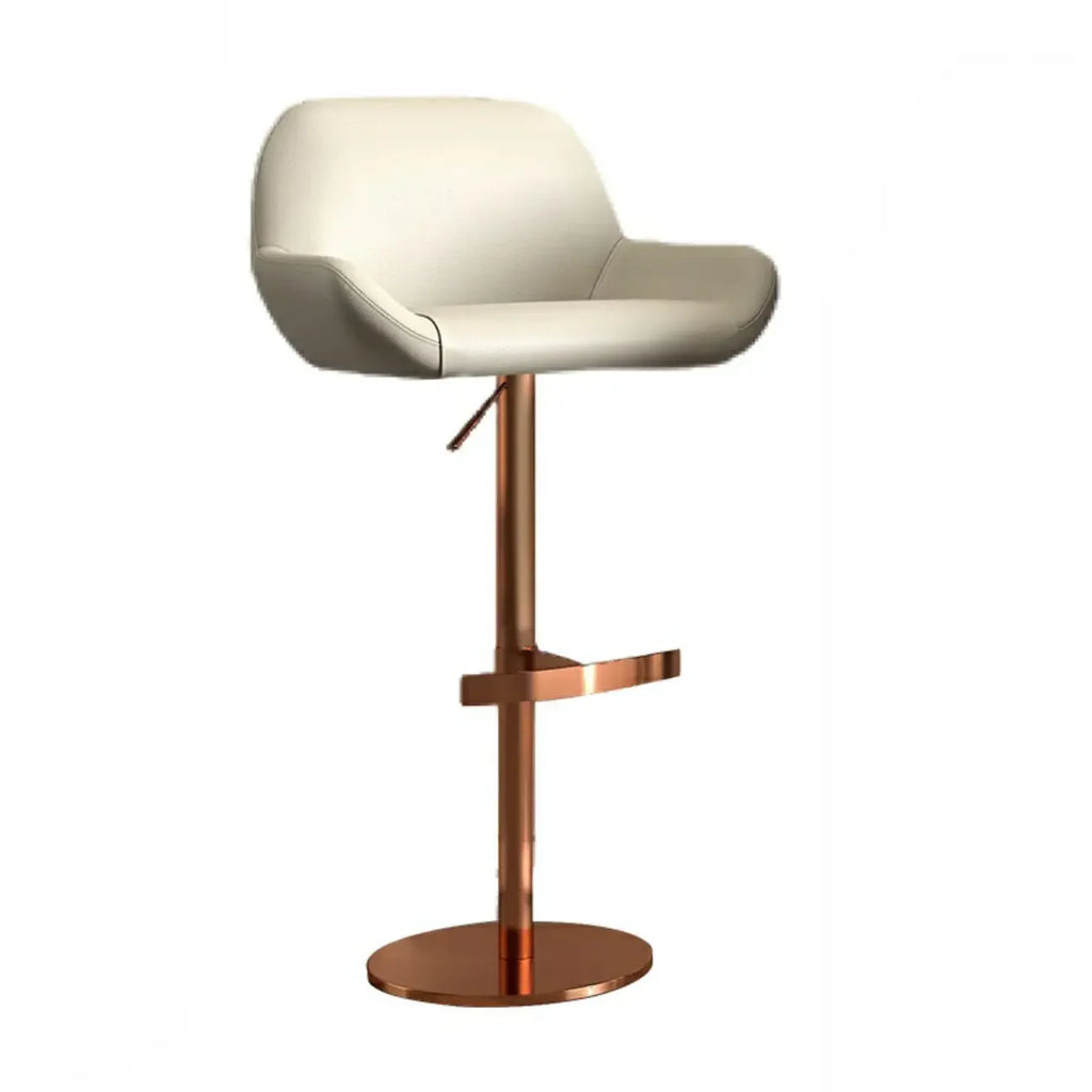 Minimalist Leather Swivel Bar Stools with Low Back for Kitchen