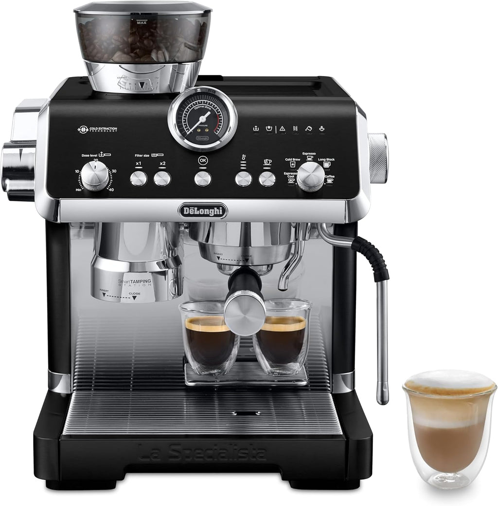 De'Longhi La Specialista Opera EC9555.BK, Machine à café Espresso avec Moulin à Café Intégré, Fonction d'infusion froide, Comprend un bâton de vapeur pour mousser le lait, Comprend des accessoires
