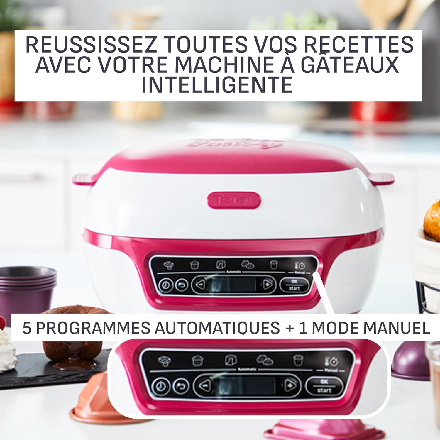 Cake Factory Délices, Machine à gâteaux, 5 programmes, mode manuel, moules muffins, cakes, madeleines, donuts