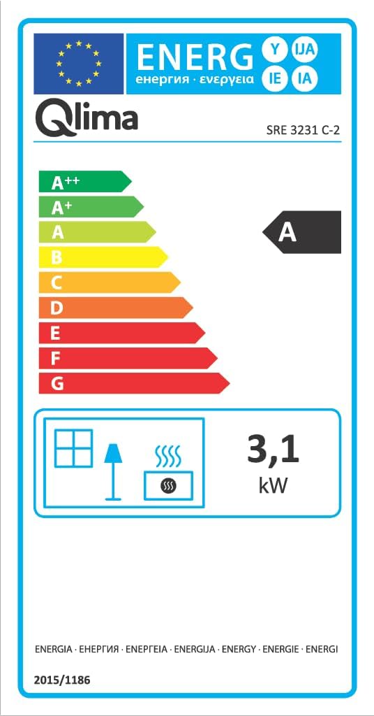 Poele a pétrole électronique Qlima SRE 3231C2 3,1 KW pour volume 120m3/48m2, systeme anti odeur, régulation température, gris argent