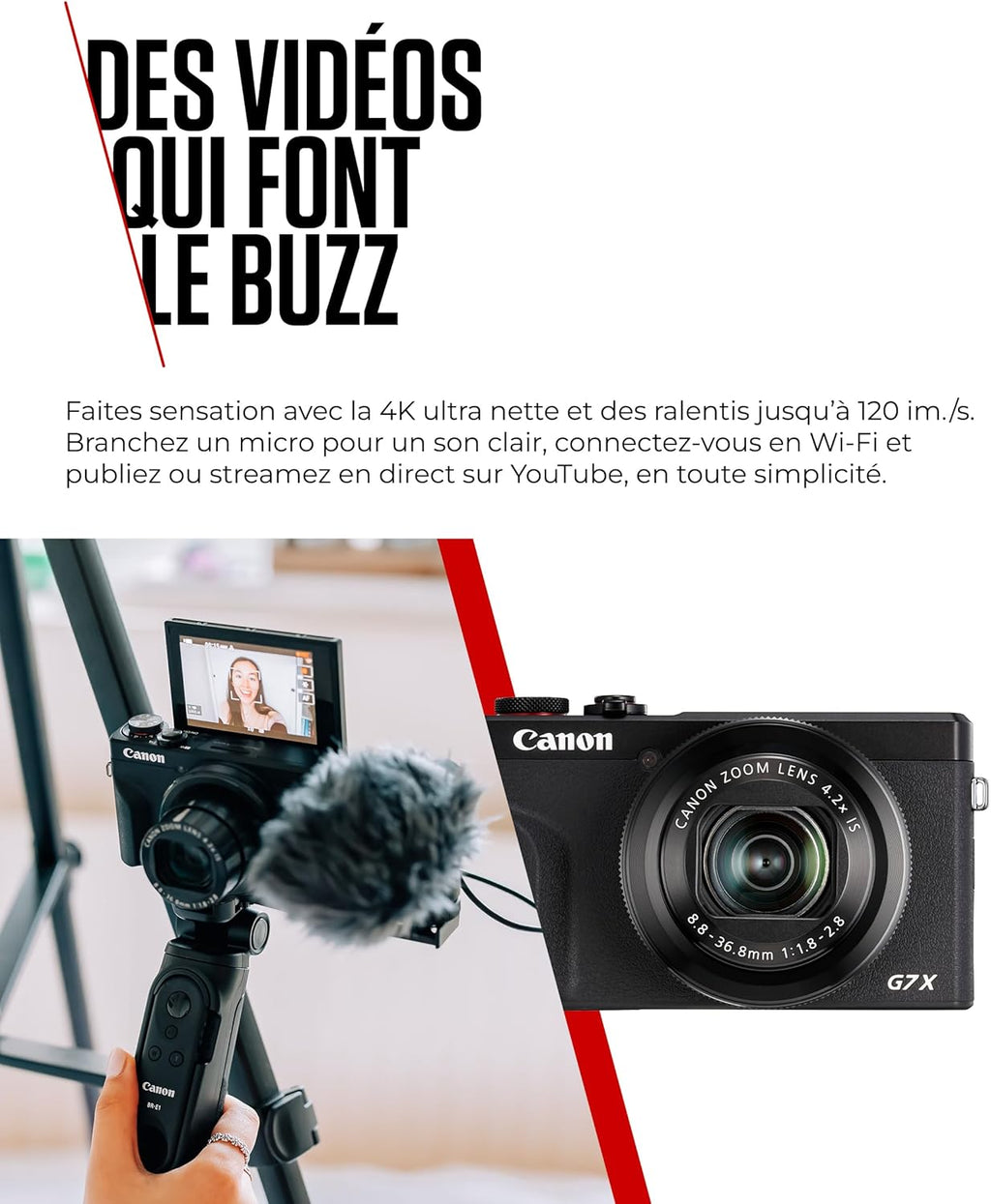 Canon PowerShot G7 X Mark III (Noir) - Appareil Photo numérique avec capteur 1 Pouce et vidéo 4K - Idéal pour Le vlog - Wi-FI et Bluetooth - Adopté par Les Créateurs Nomades