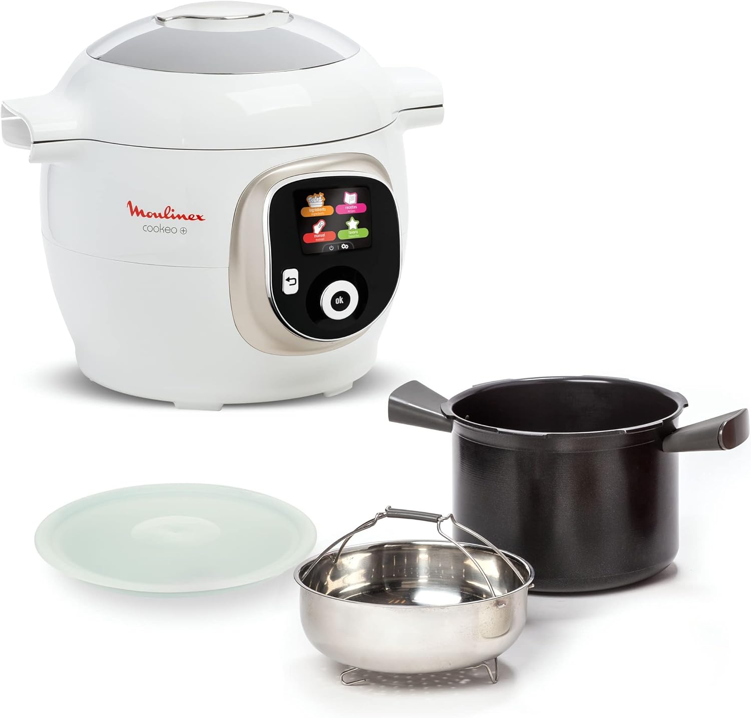 Moulinex Cookeo Multicuiseur intelligent,Capacité 6 L,Haute pression,Ecran intuitif,Guide de cuisson pas à pas+Moulinex Extra Crisp Couvercle Cookeo,Recettes croustillantes,4 programmes automatiques