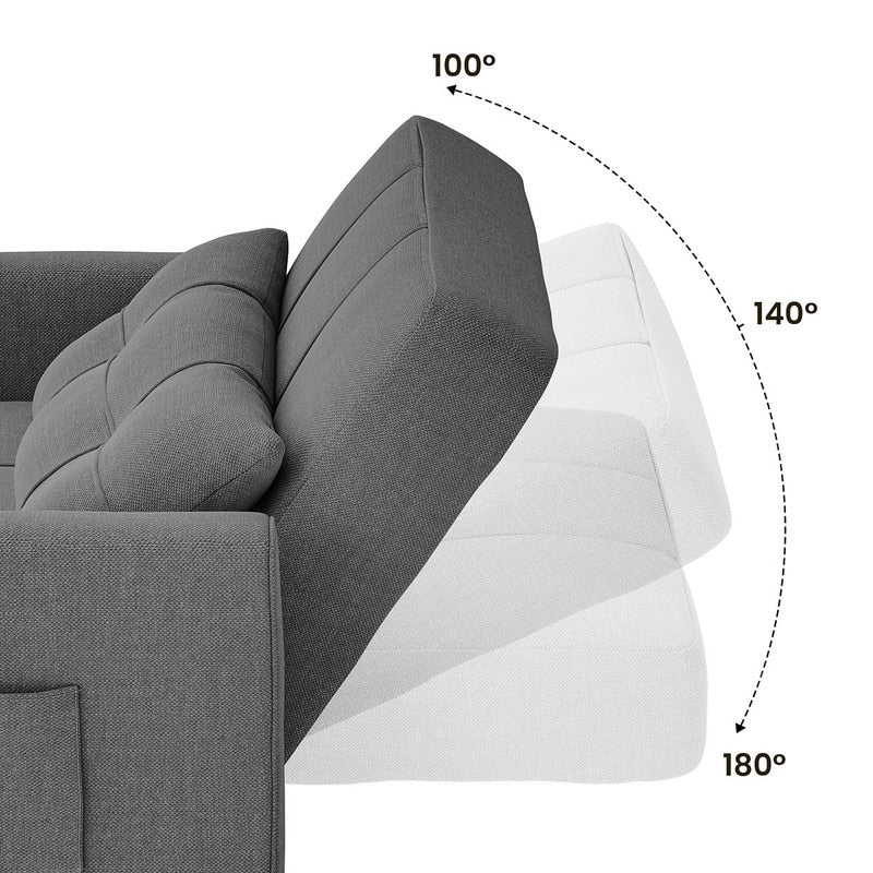 3-in-1 Adjustable Sleeper Sofa Bed, Pull Out Chair Sofa, Convertible Folding Bed for Living Room
