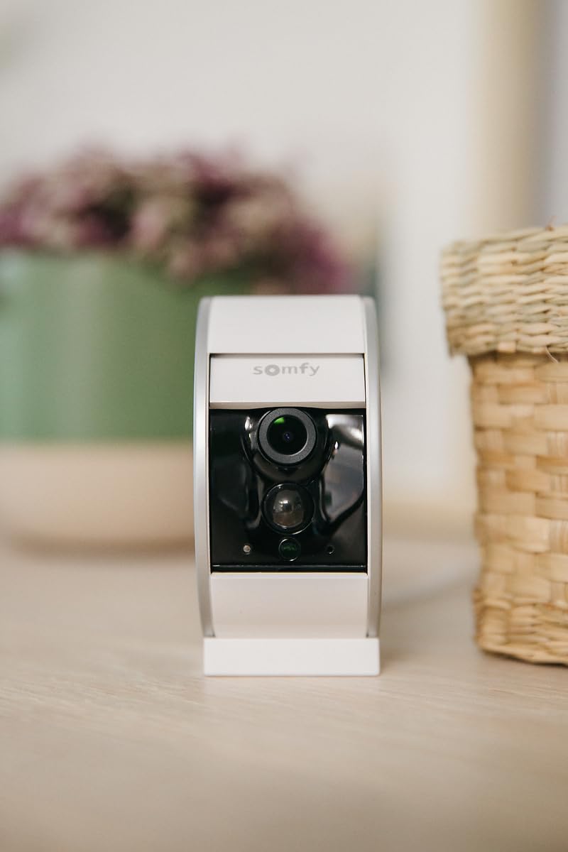 somfy 1870469 - Pack de 2 Indoor Camera, Caméras avec volet motorisé, Vision Nocturne, Détection de Mouvement, Grand Angle, Haut-Parleur, Microphone, Compatible : Alexa, Google Home et Tahoma