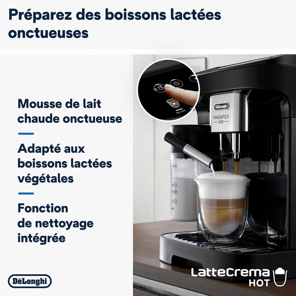 Magnifica Evo Machine a Café Grain ECAM292.81.B, Machine Expresso et Cappucino, 1.8L, 1450W, Noir