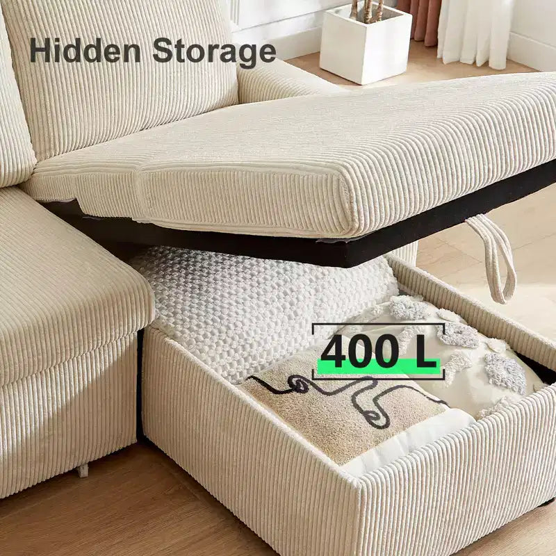 Dyonery 81 Sectional Sleeper Sofa, L-Shaped Pull Out Couch with Reversible Storage Chaise, USB, Reclining Backrest