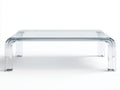 Table basse rectangulaire en verre transparent – design moderne arrondi
