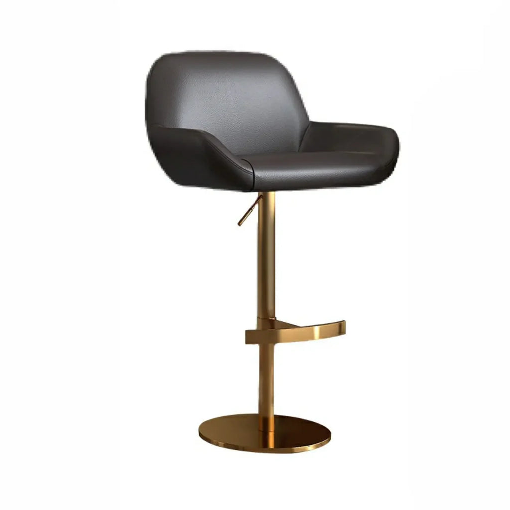 Minimalist Leather Swivel Bar Stools with Low Back for Kitchen