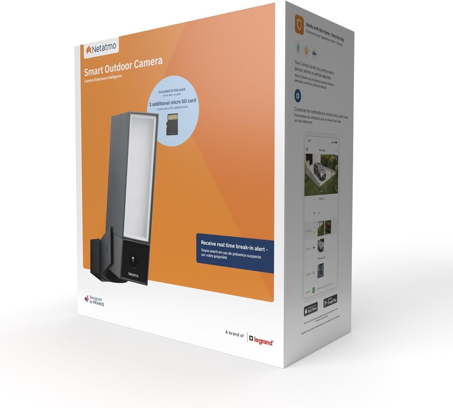 Netatmo Caméra de Surveillance Extérieure Connectée Intelligente avec Éclairage Intégré 12W, Détection des Personnes/Animaux/Véhicules, Vidéo HD 1080p 4MP, Vision Nocturne IR, Stockage Local, NOC-AMZ